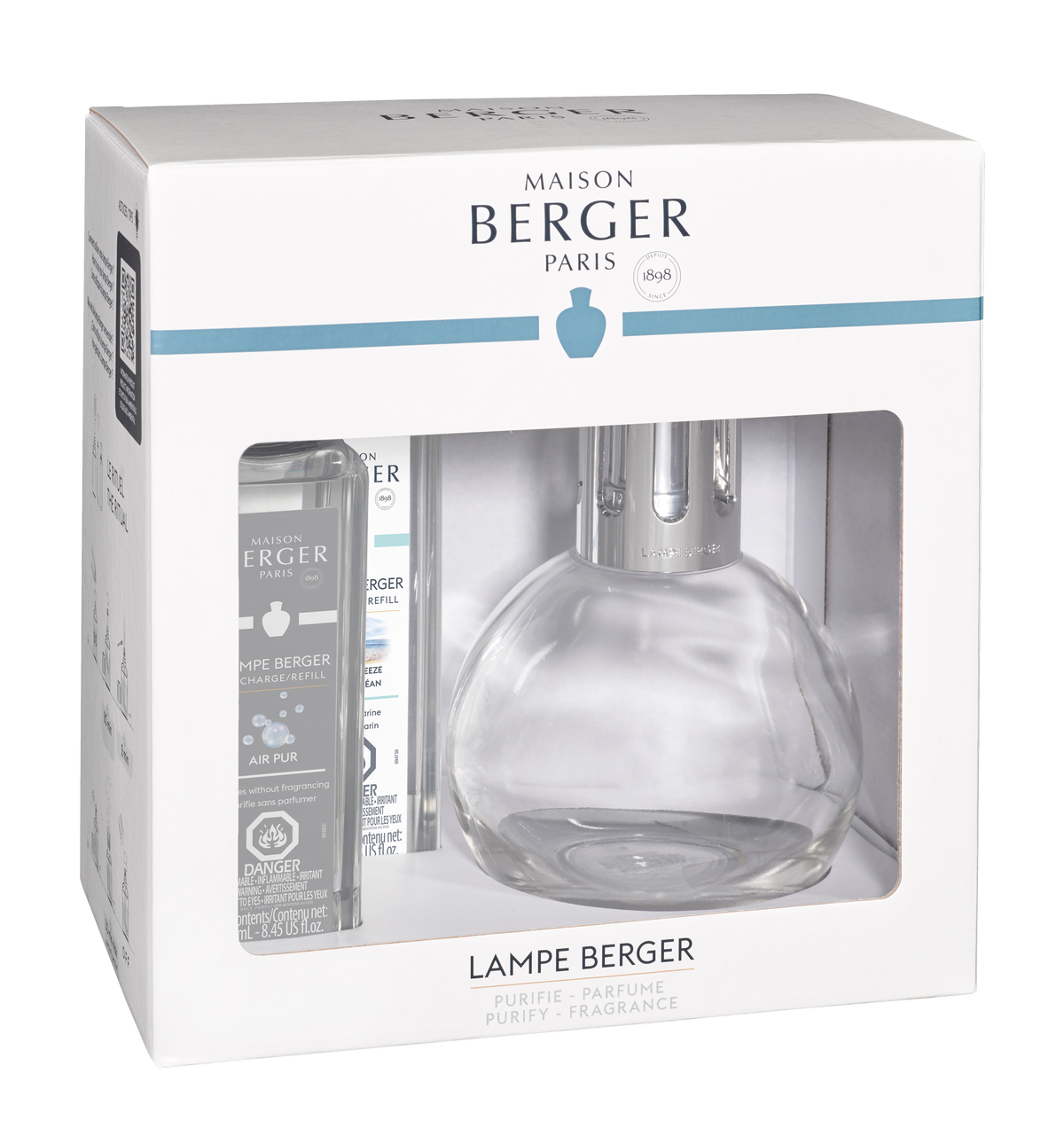 Maison Berger Essential Round Lamp Ritual Starter Kit with Air Pur So Neutral + Ocean Breeze