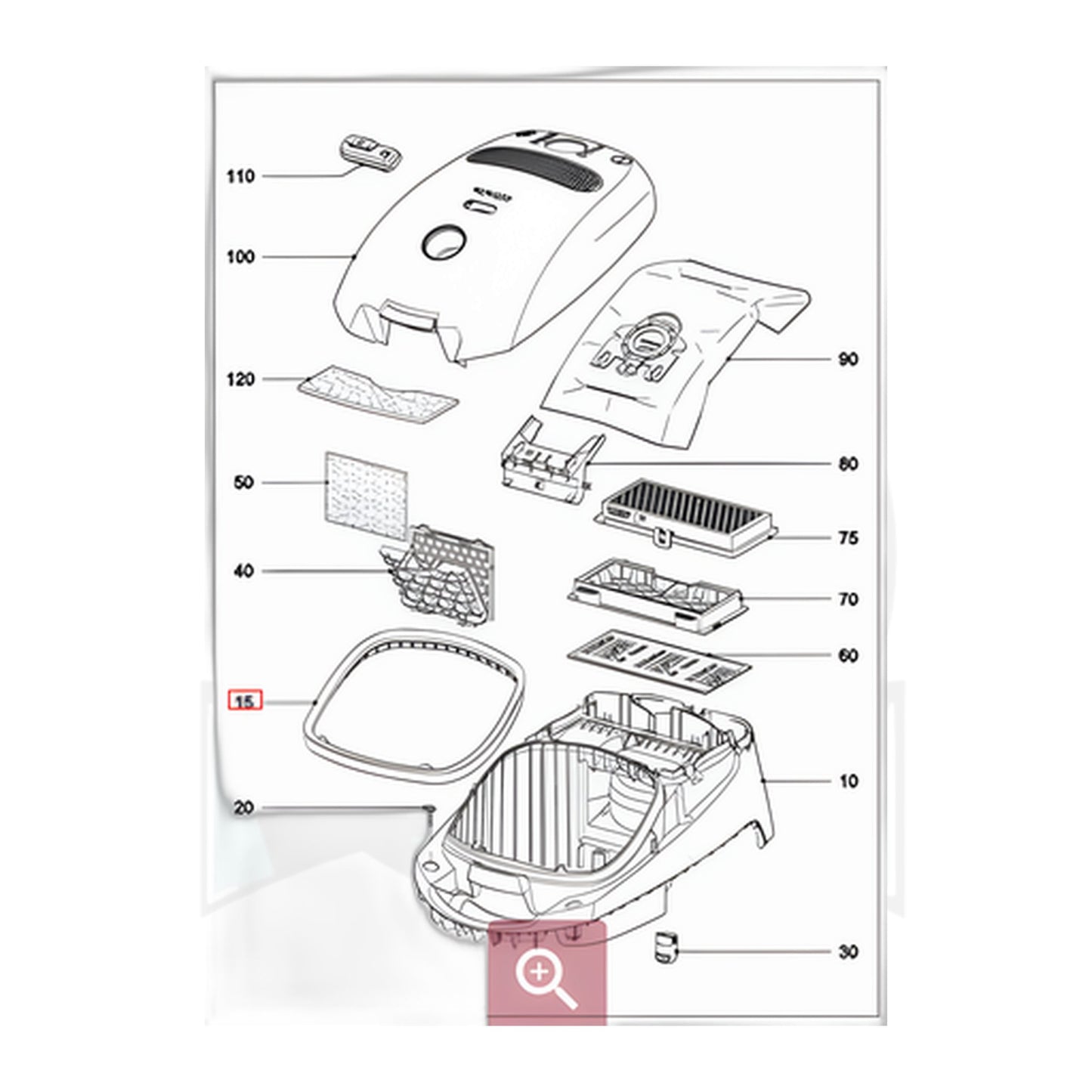 Miele Dust Compartment Seal for Classic C1 / S2000 Canisters