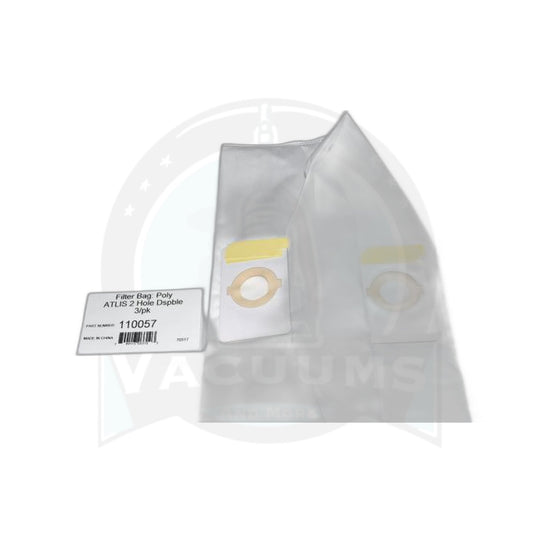Central Vacuum 2-Hole Filter Bags 3-Pack - Beam/Electrolux (ATLIS Synthetic) - Beam