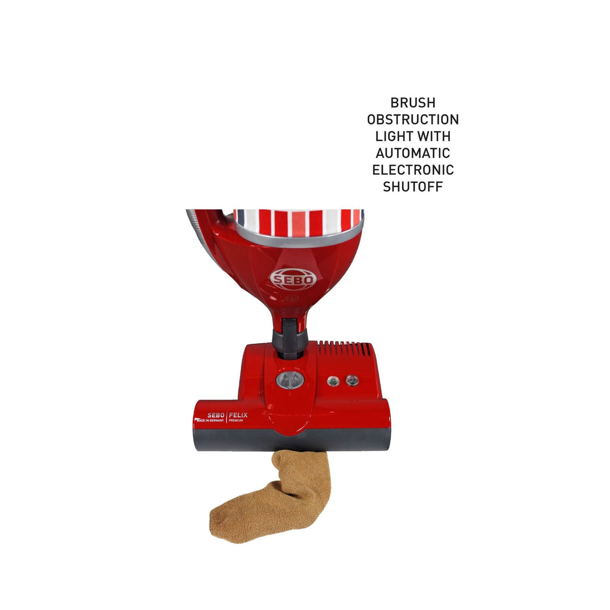 SEBO FELIX Premium Upright Vacuum with ET-1 Power Head and Parquet Brush, Rosso Red