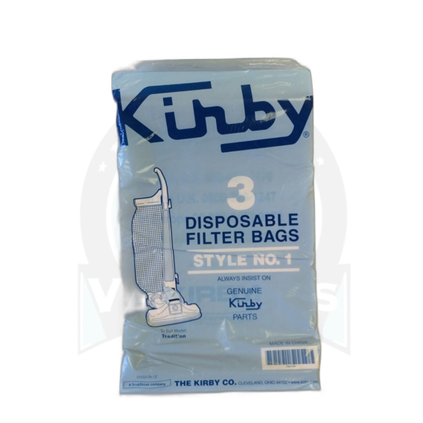Kirby Style 1 Original Standard Vacuum Bags, 3-Pack (Horizontal Oval Hole)