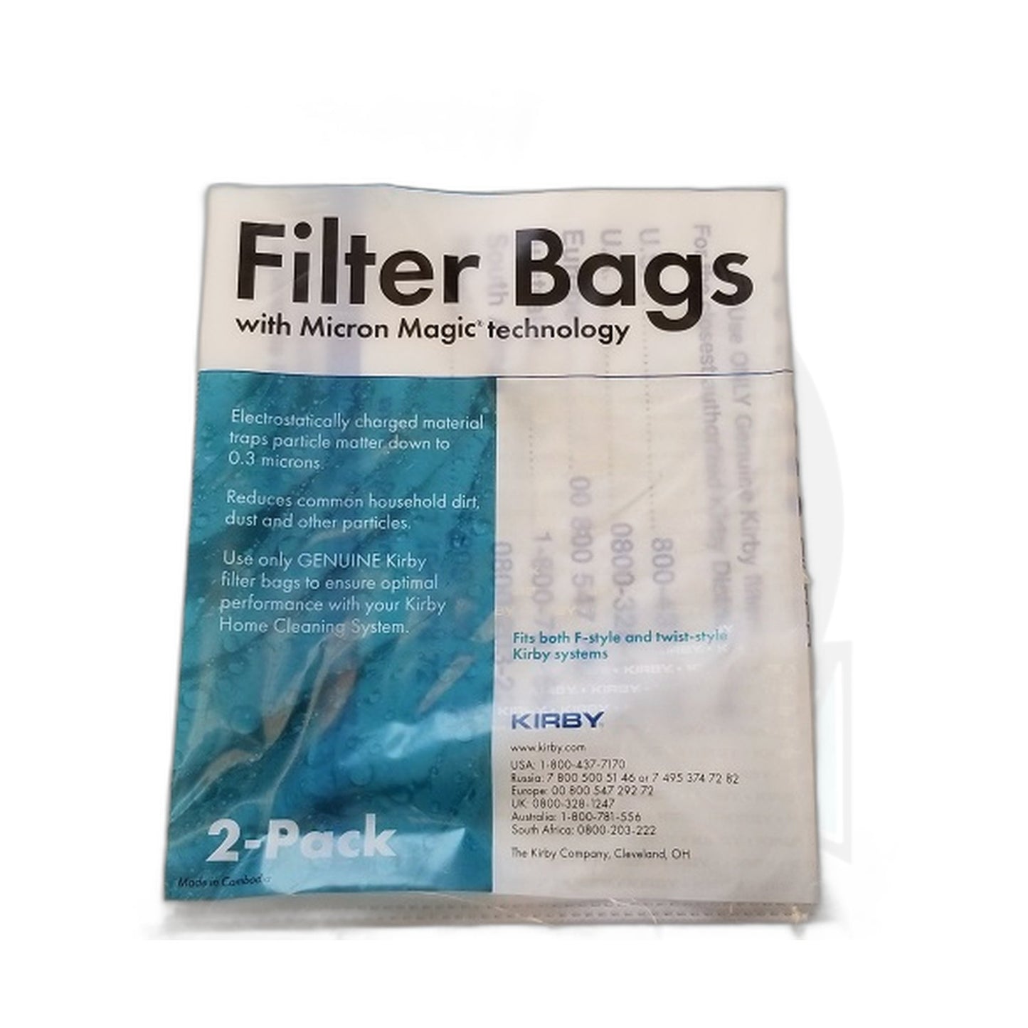Kirby Type F Micro Allergen Synthetic Bags 2-Pack (Fits Twist & Sentria)