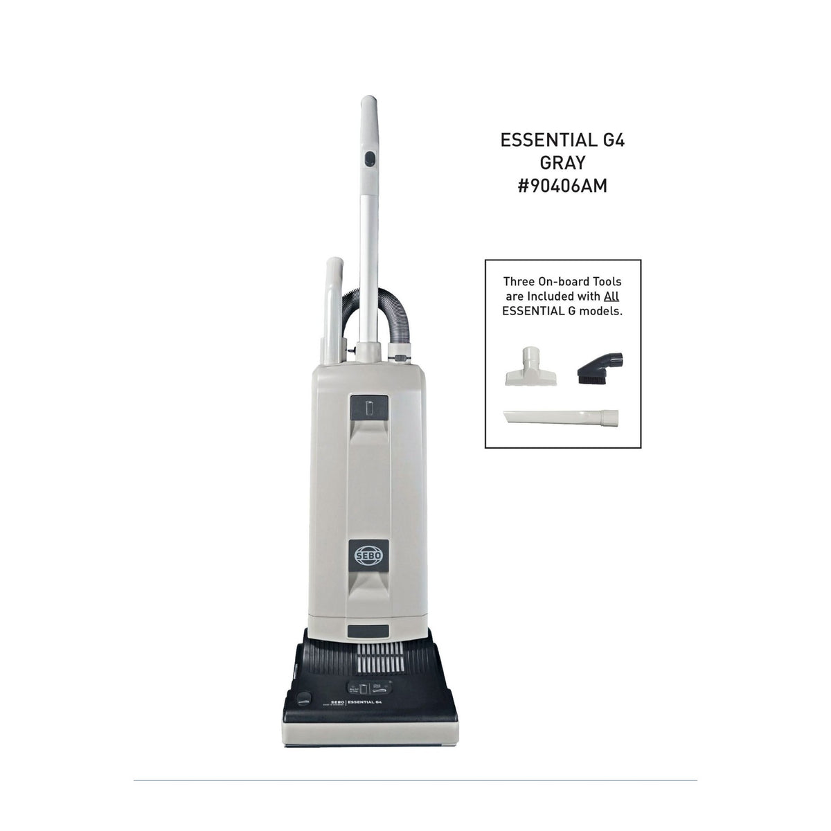 SEBO ESSENTIAL G4 upright vacuum in Light Gray / Dark Gray