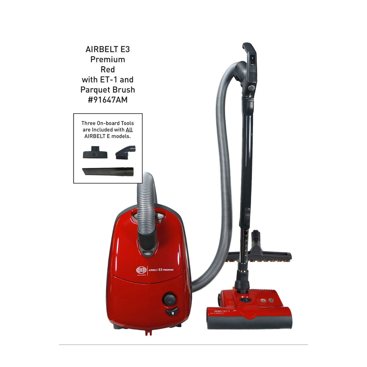 SEBO AIRBELT E3 Premium canister vacuum in Red