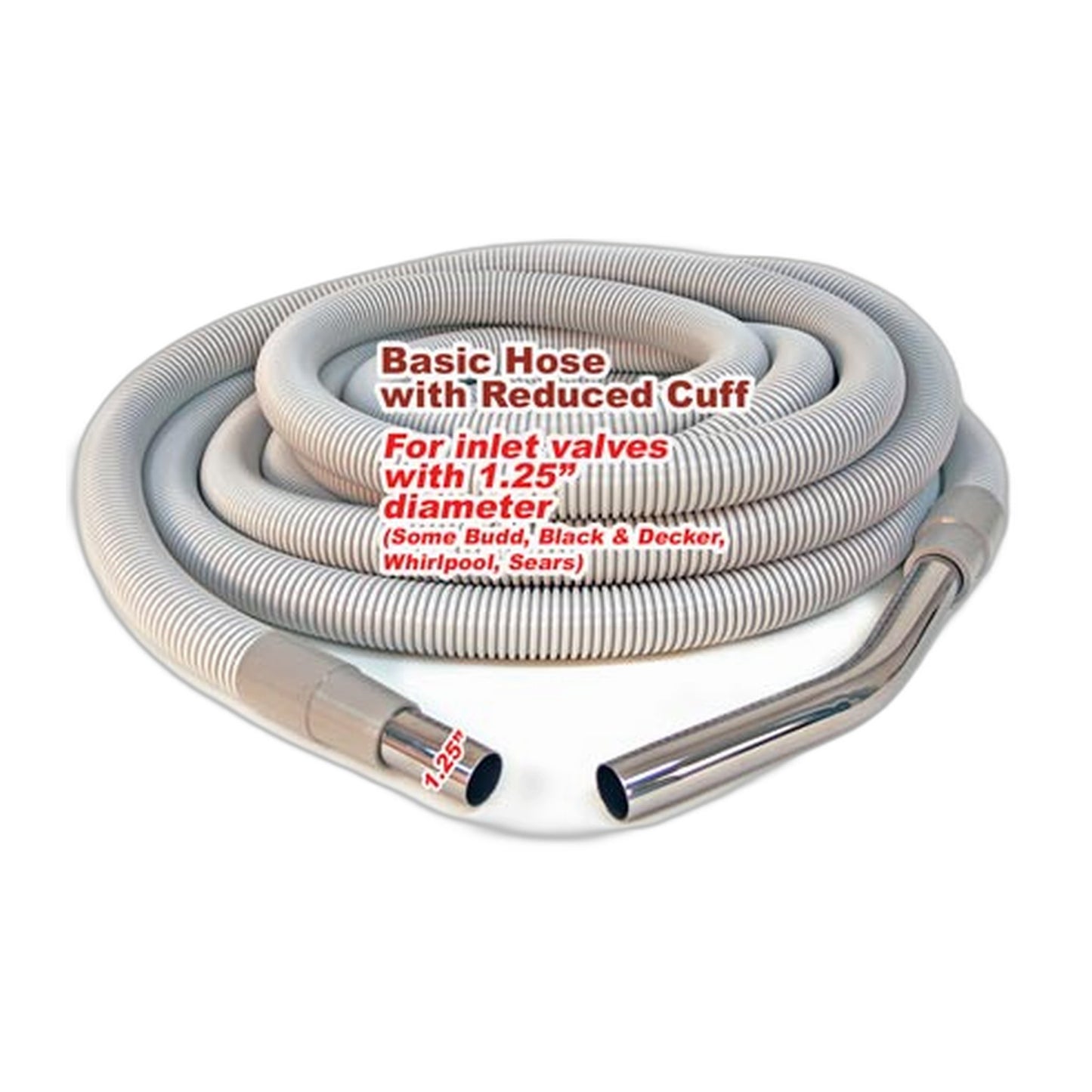 35 ft Basic Central Vacuum Hose with Reduced Cuff for 1.25 in Valves