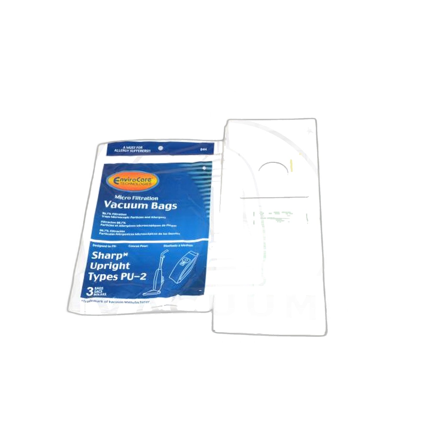 Sharp PU-2 Micro Upright Paper Bags - Fits Almost All Sharp Uprights, 3 Pack