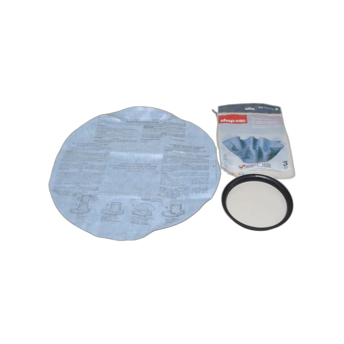 Shop-Vac Reusable Dry Filter Set - 3 Filters, 1 Ring