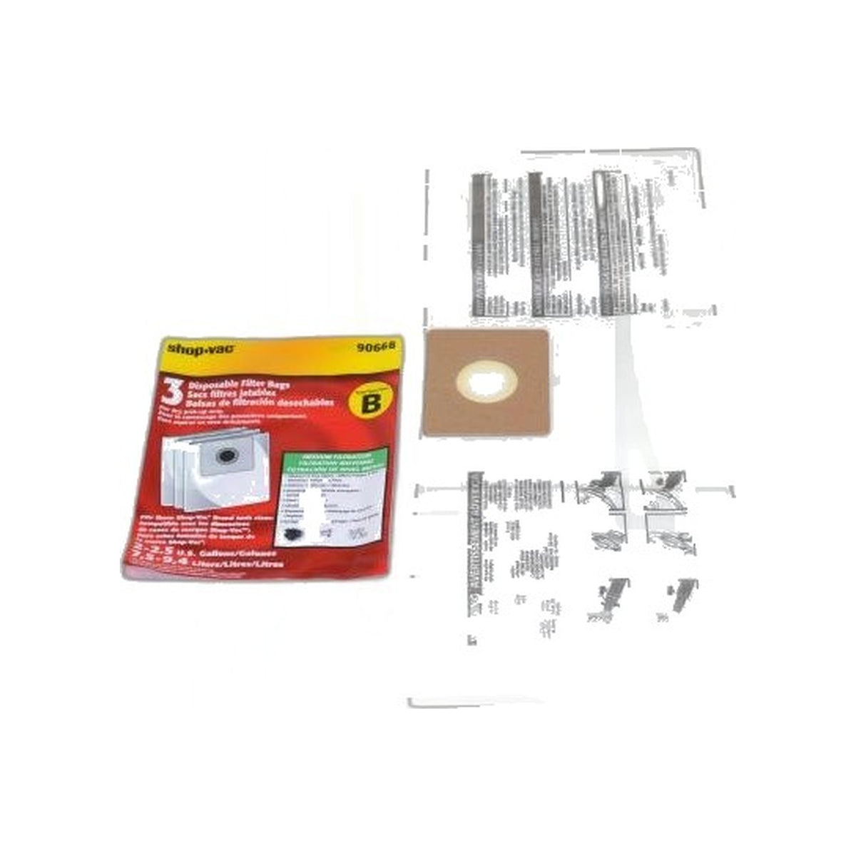 Shop-Vac Type B All Around Paper Bags - 2-2.5 Gallon, 3-Pack