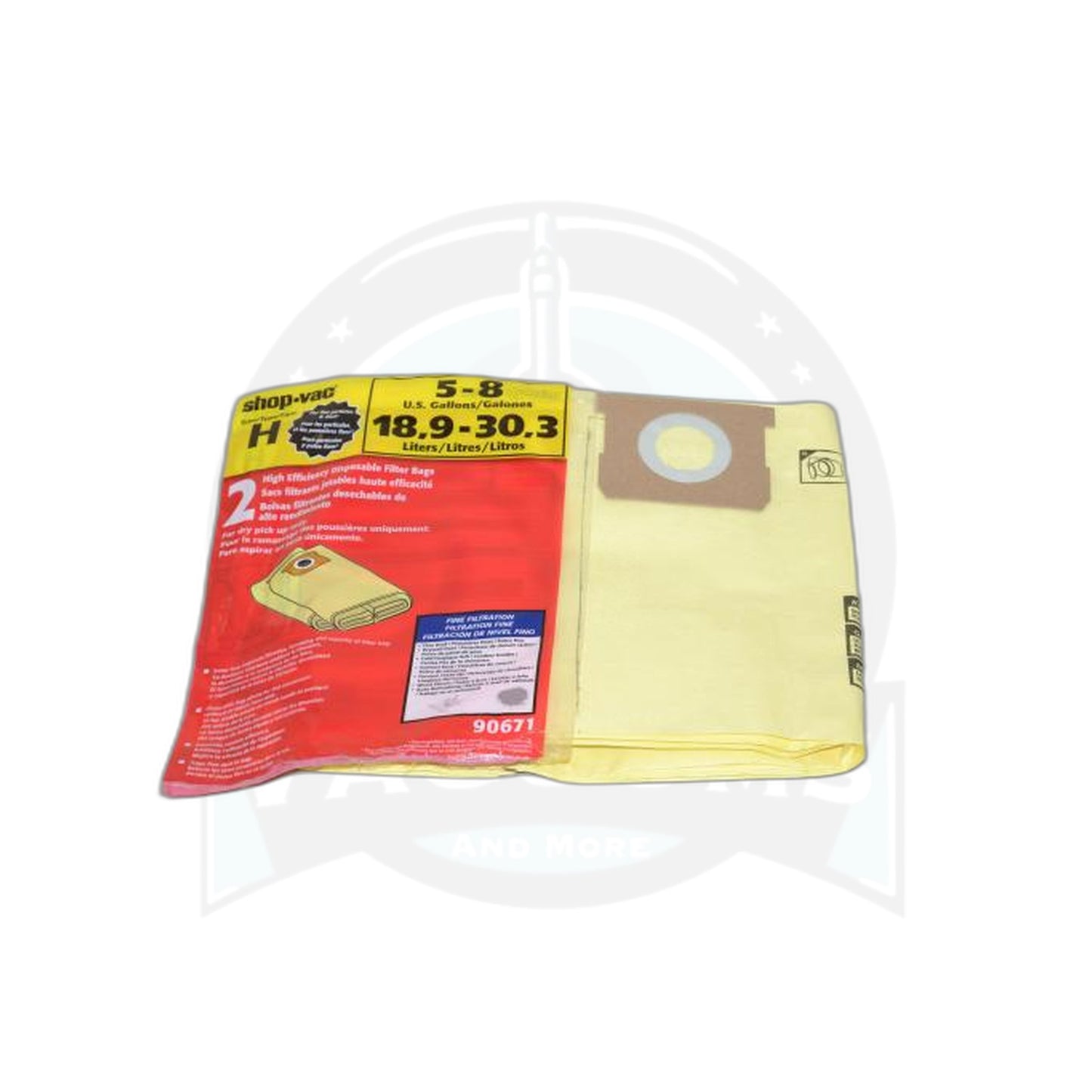 Shop-Vac Type H High Efficiency Drywall Paper Bags - 5/6/8 Gallon, 2 Pack - ShopVac
