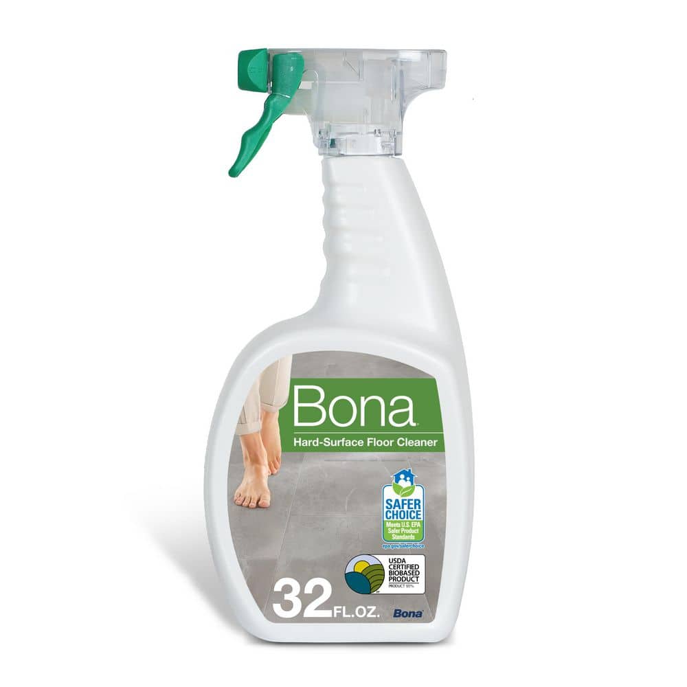 Bona WM700051184 Hard-Surface Floor Cleaner, white 32 fl oz bottle with green trigger on white background
