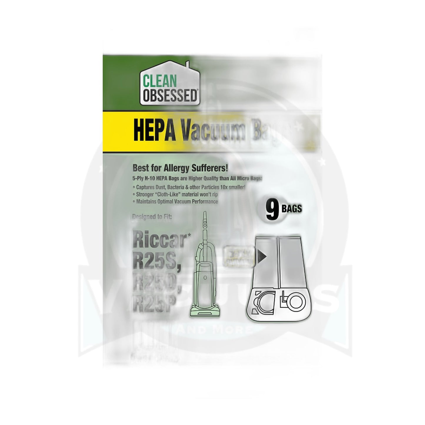 Clean Obsessed Type R25 Riccar / Simplicity Upright HEPA Bags, 9-Pack