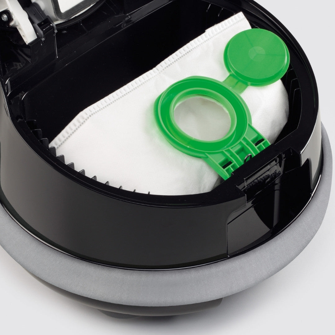 SEBO D1/D4 bag fitted in a compatible vacuum; vacuum shown for fitment only