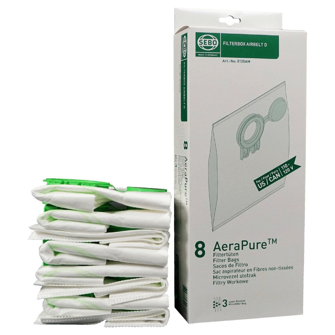 Genuine SEBO D1/D4 vacuum bags with 8 bags