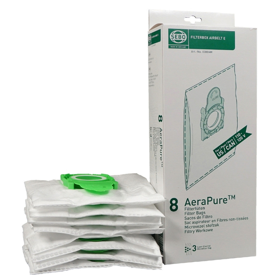 Genuine SEBO E1/E2/E3 vacuum bags with 8 bags