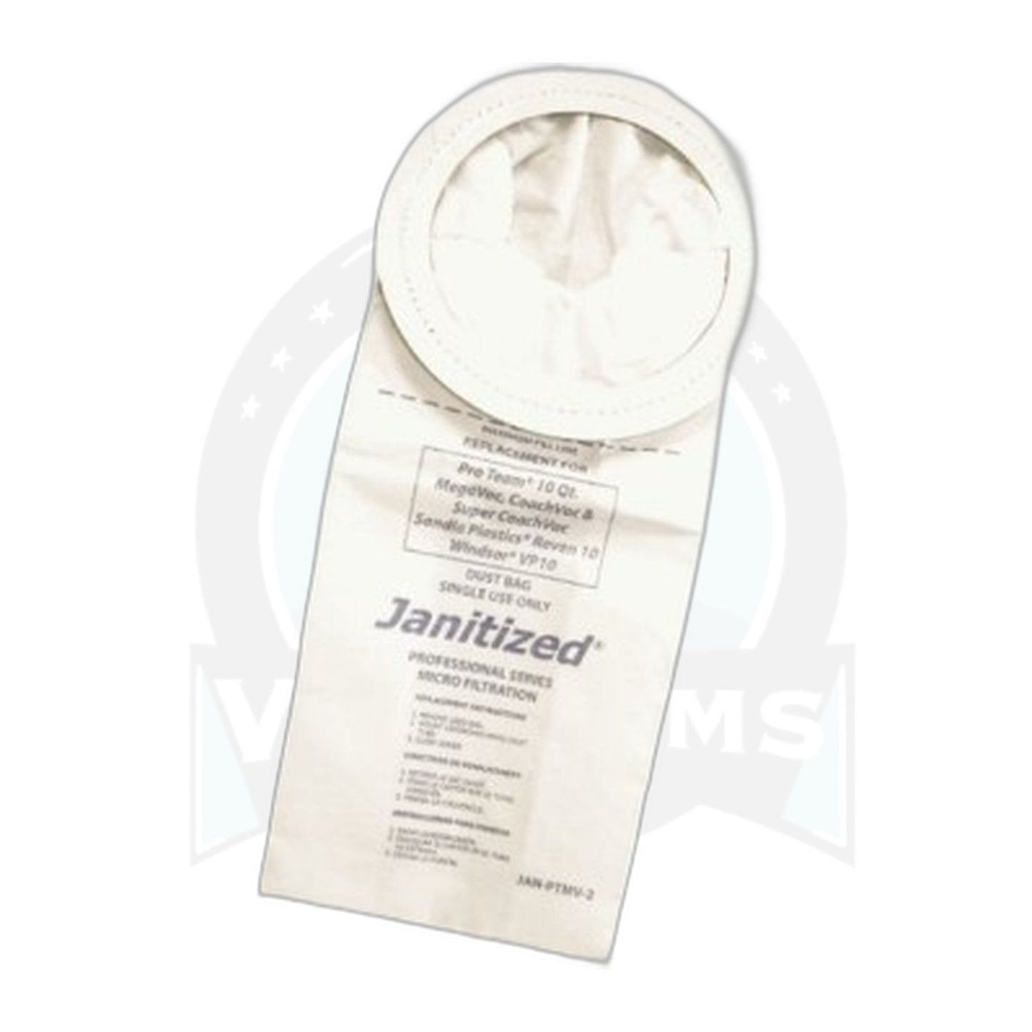 Janitized Paper Bags for Windsor VacPac 10 & ProTeam 10Qt, 10-Pack