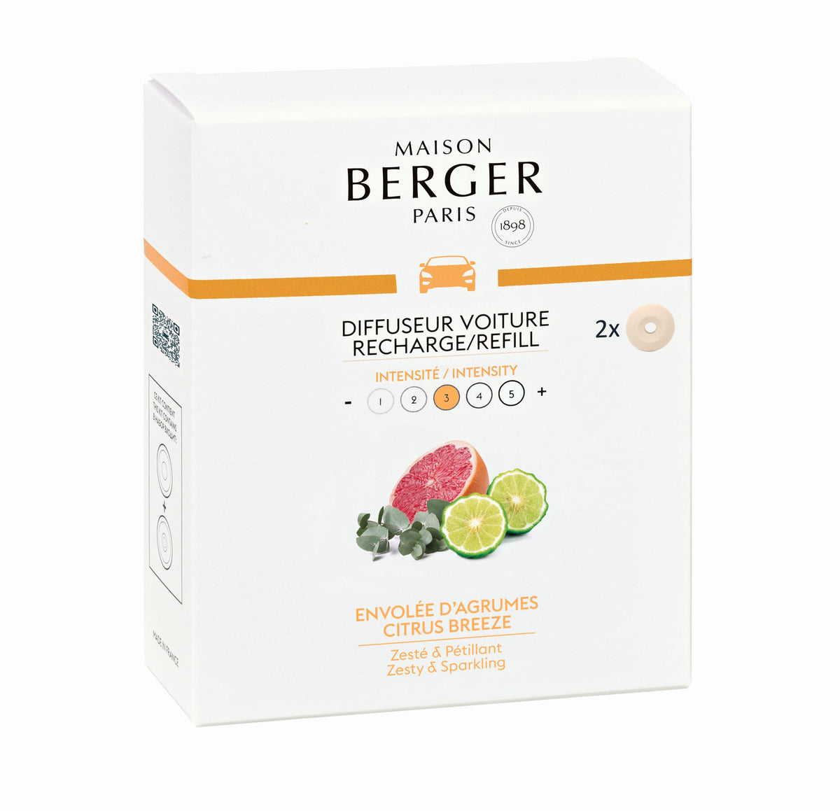 Maison Berger Set of 2 Citrus Breeze Car Diffuser Refills