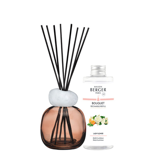 Maison Berger Mineral Burnt Sienna/White Reed Diffuser Gift Set with Lady Flower