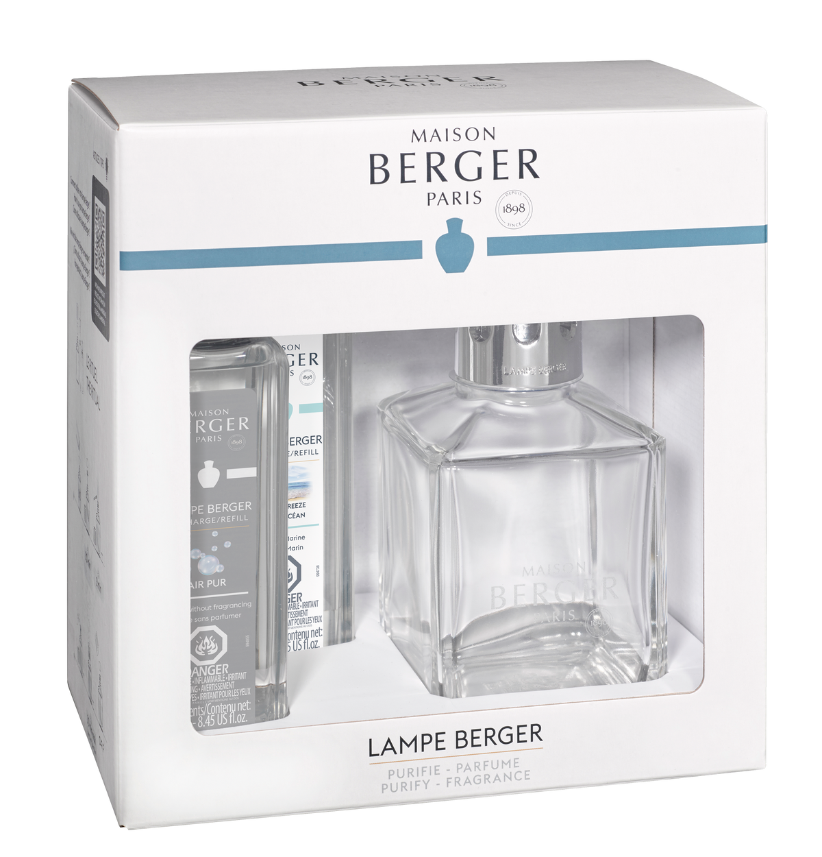 Maison Berger Essential Square Lamp Ritual Starter Kit with Air Pur So Neutral + Ocean Breeze (updated with logo)