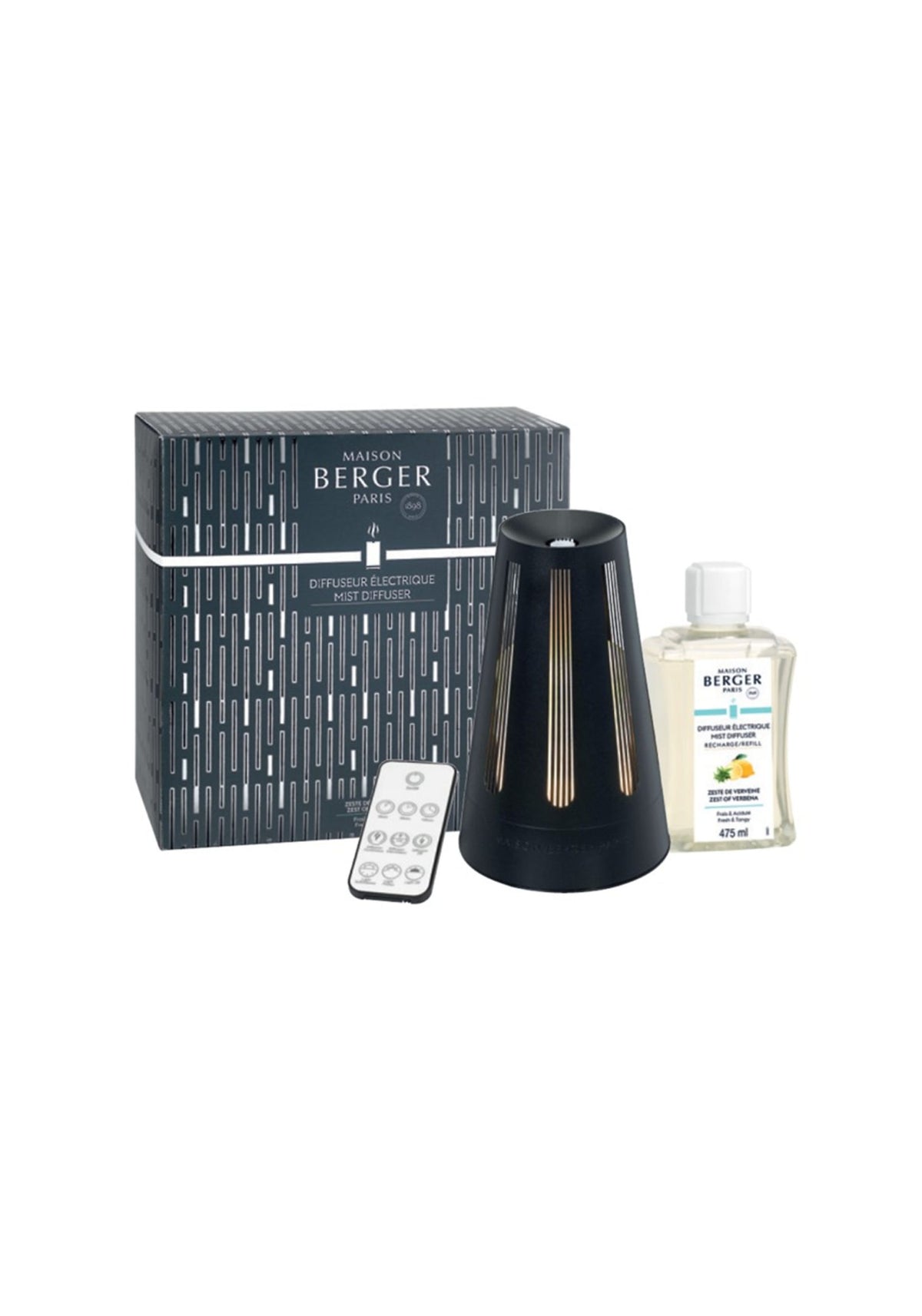 Maison Berger Amphora Mist Diffuser Gift Set – Black, Zest of Verbena