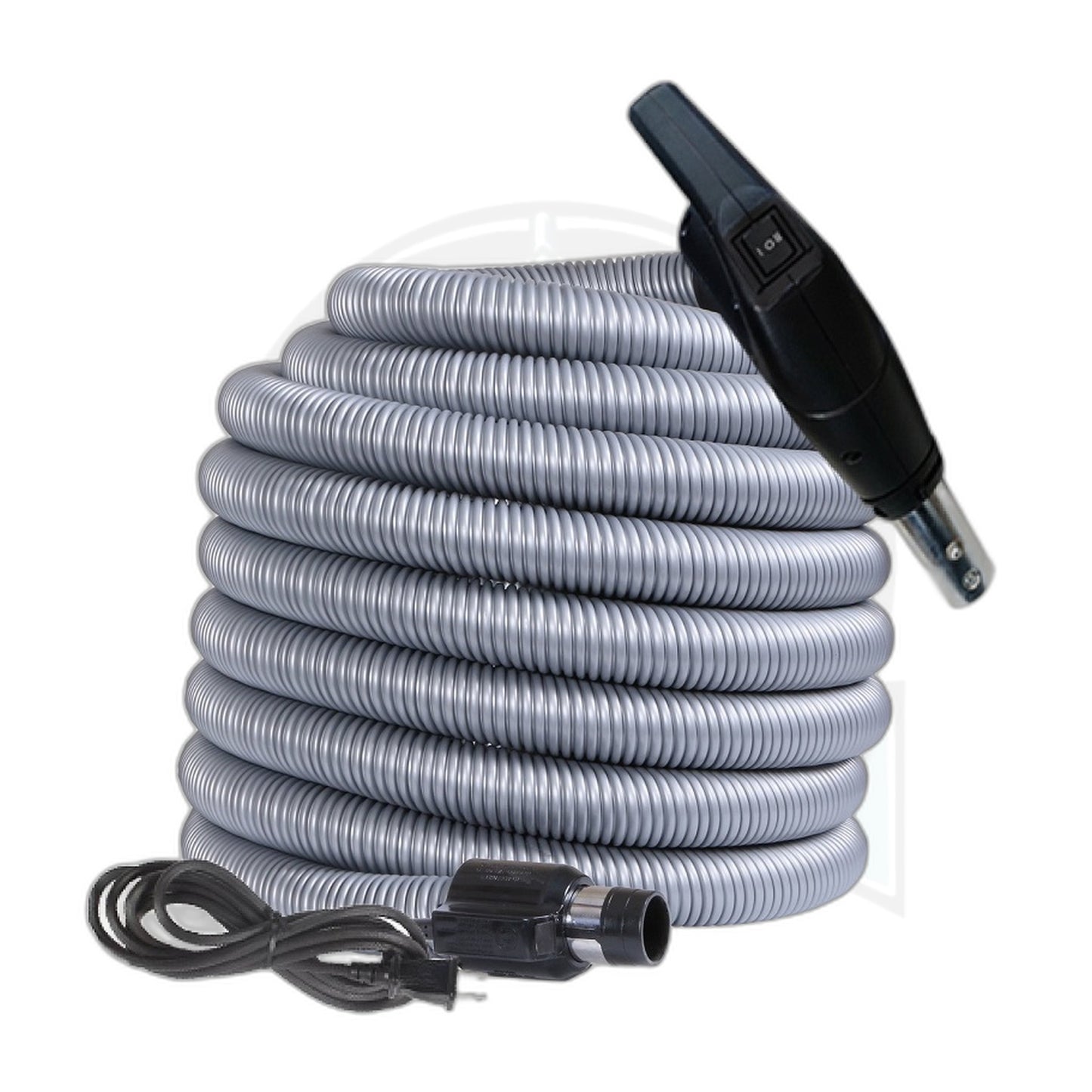 Nadair 30 ft Dual-Voltage Central Vacuum Hose with Pigtail, Silver