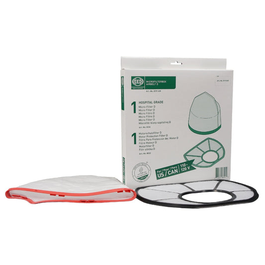 Genuine SEBO 8191AM AIRBELT D1 and D4 filter set with pre-motor microfilter, exhaust microfilter and retail box